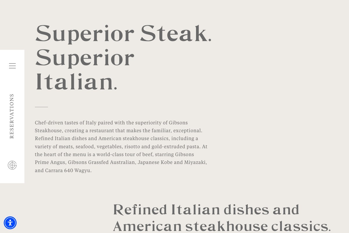 Gibson's Italia menu screenshot